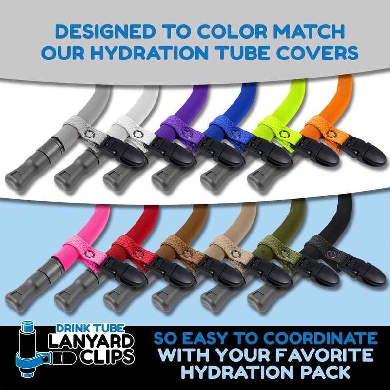 Hydration Pack Drink Tube Lanyard Clip (Fluorescent Yellow)