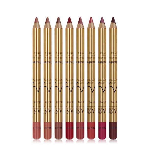 CCbeauty Lip Liners Pencil Set, Premium Waterproof Smooth Slim Lip Pencils, Long Lasting Matte Makeup Lipliners 8 Color Set with Sharpener