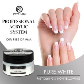 Acrylic Nail Powder for Nails, Super Adhesion Acrylic Nail Powder, Professional Colored Acrylic Nail Powder for Flawless & Beautiful Acrylic Nail Enhancements, Pure White, 1 oz - Joya Mia