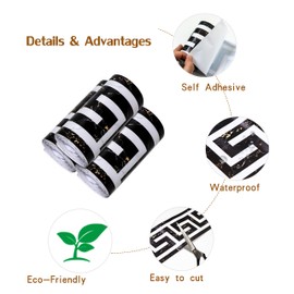 Soyizom PVC Wallpaper Border Modern Geometric Wall Covering Borders Sticker Peel and Stick Wall Border Backsplash Self-Adhesive Border Decortaive Tile Stickers Kitchen Cabinet Toilet Border