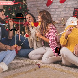 Valentine’s Day Photo Booth Props, 43 Pcs Red Party Photo Booth Props and Tattoo Stickers, Romantic Selfie Props Party Supplies Decorations for Weddings Valentines Day Birthday