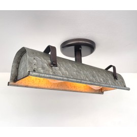 thelampgoods Rustic Galvanized Ceiling Light Fixture - Farmhouse Lighting Kitchen Antique Bathroom Industrial Vintage Chandelier Flush Mount Cabin Metal