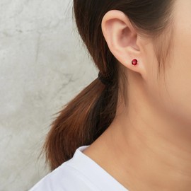 Philip Jones Sterling Silver Dark Red Earrings Created with Zircondia® Crystals