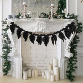 VitalCozy 1 PCS Black Bow Garland Banner, Satin Ribbon Hanging Party Bow Garland Decoration for Birthday Baby Shower Wedding Party Supplies