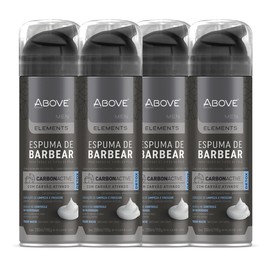 ABOVE Shaving Foam Elements, Carbon Activated, 4 pcs - Shaving Cream - With Activated Charcoal - Hydrates and Controls Oiliness - For All Skin Types