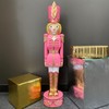 Haute Decor 37 Inch Tall Christmas Nutcracker (Pink, Gold) -