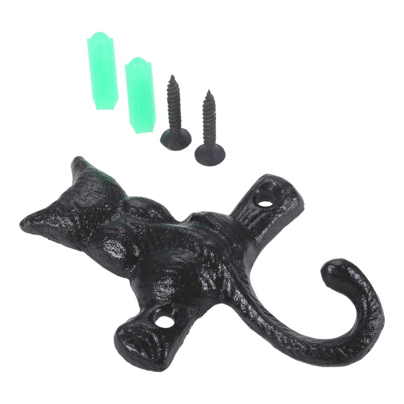 dophee 2PCS Cast Iron Cat Hooks, Heavy Duty Wall Mounted