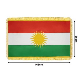 Moving Mountains - Kurdish Flag Large - Kurdistan Flag - Golden Sides - 145 x 85 cm - Kurdish Flag