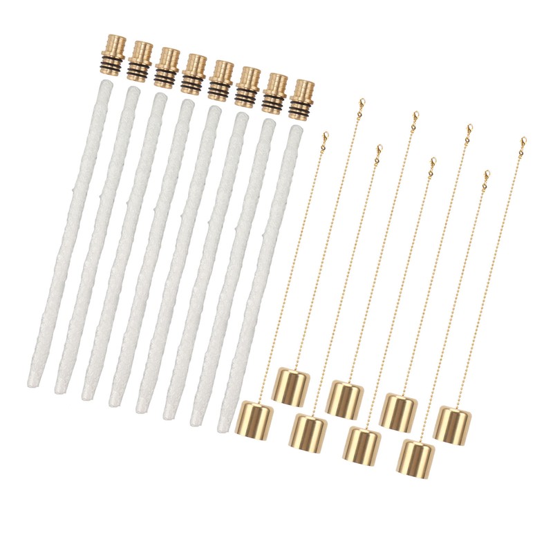 8Pack Wine Bottle Torch Kit Long Life Torch Wicks Brass