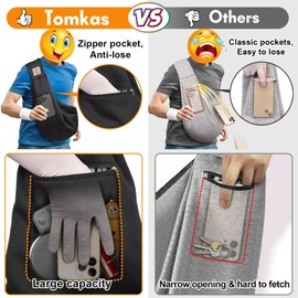 TOMKAS Tomkas Small Dog Sling Carrier - Adjustable Strap & Zip Pocket - Suitable for Puppies (Black)