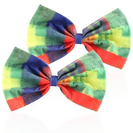 com-four® 2 x clown bow tie, colourful patterned bow in clown look, costume accessory, colourful neck bow in one size (2 x colourful bow ties)