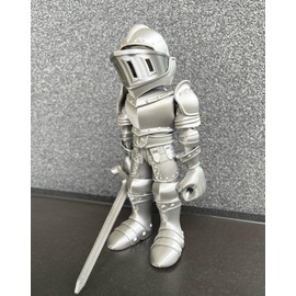 Whattiho 3D Printed Knight Action Figure - 6.5'' Tall Articulated Figure with Sword, Perfect Desktop Decor and Unique Gift for Knight Lovers (Silver)