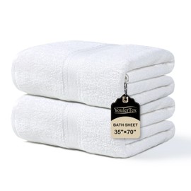 Jumbo Bath Towel Sheet Set: 2 Pcs 35X70 Cotton Luxury Extra Large Bath Sheets - Highly Absorbent Ultra Soft Quick Dry Oversized Lightweight Shower Towels for Adults Hotel Machine Washable (White)