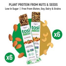 Tosi Organic SuperBites Vegan Snacks, Keto-Friendly, Best Sellers Combo 6 Almond and 6 Cashew, Gluten Free, Omega 3s, Fiber, 1 oz