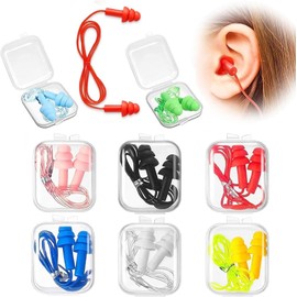Tapones para Oídos de Silicona para Natación, 8 Pares Tapones para Oídos, Tapón Auditivo con Cable con Caja, para Dormir, Nadar, Viaje, Reducción Del Ruido, Earplugs, Cómodos y Portátiles
