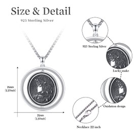 Irish Celtic Cross Necklace for Men Women 925 Sterling Silver St Christopher / Medusa / Saint Joseph Pendant Necklace Protection Religious Jewellery Gift for Men Women, Sterling Silver, Medusa