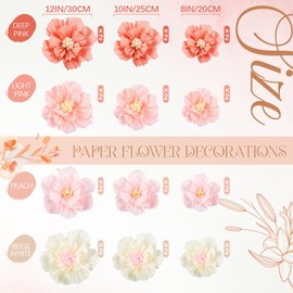 Cholemy 36 Pcs Tissue Paper Flowers, Fiesta Crepe Paper Flowers Decorations for Wedding Party Baby Shower Bridal Nursery Wall Decor(Elegant Color)