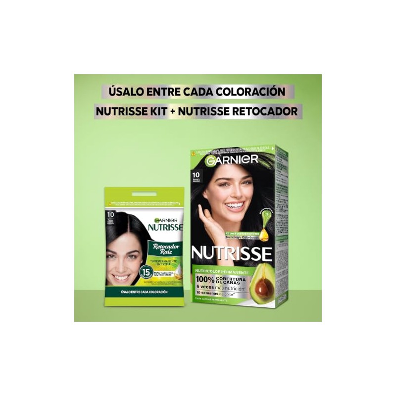 Kit Garnier Nutrisse Retocador de Raíz 1.0 Negro Intenso, Pack