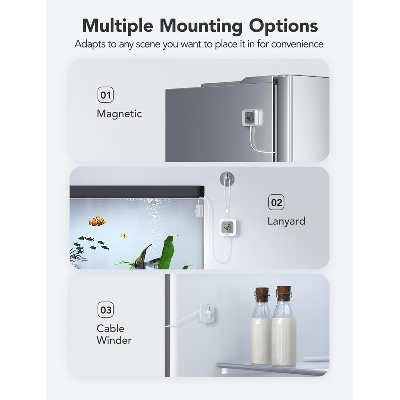 GoveeLife WiFi Refrigerator Thermometer with Custom Alarms – Wireless Digital