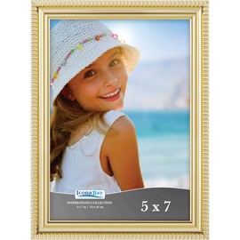 Icona Bay 5x7 Gold Picture Frame Beautifully Detailed Molding, Contemporary Picture Frame Set, Wall Mount or Table Top, Inspirations Collection