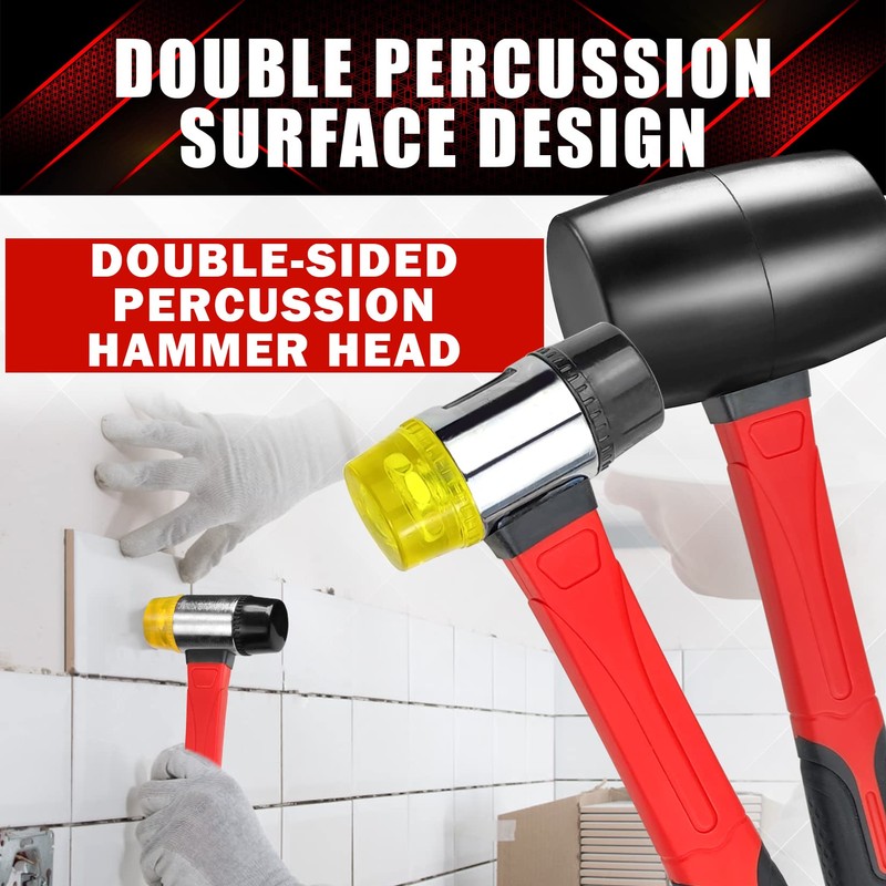 YIYITOOLS 3 Pcs Hammer Set,16oz Rubber Mallet,16oz Claw Hammer and