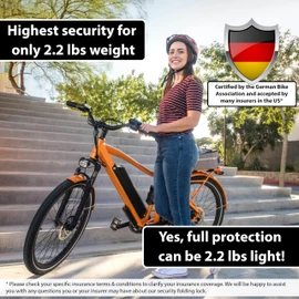 KOHLBURG Security Folding Lock only 2.2 lbs - 35" Foldable Bicycle Lock - German Security Standard - Very Secure Folding Bike Lock - Compact Heavy Duty Bike Lock with Keys & Bracket for e Bike Scooter