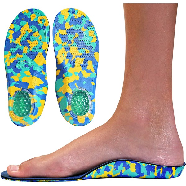 Camo Comfort Childrens Insoles for Kids with Flat Feet Who Need Arch Support by KidSole (Toddler Size 9-12)