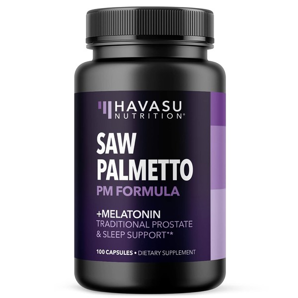 Saw Palmetto with Melatonin for Sleep & Prostate Supplement | Saw Palmetto Powder and Extract Ratio with Chamomile | Reduce Urinary Frequency for Men and Support Bladder in PM | Over 3 Month Supply