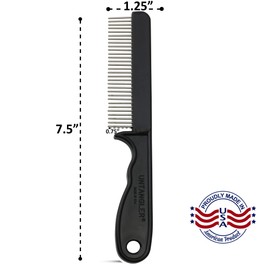Untangler Super-Groom Combs with Smooth Rotating Teeth for Painless Mat Removal (Black, 30 Fine-Spaced Teeth)