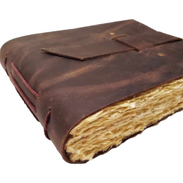 Vintage Leather Photo Album with Buckle Closure - Scrapbook Style