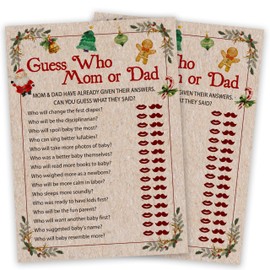 Baby Shower Game, Christmas Gender Reveal Party Supplies, Christmas Mommy Or Daddy Game Kit, Santa Baby Shower Activity Decorations, Xmas Baby Shower Gifts Favors, 25 Winter Game Cards Included -02