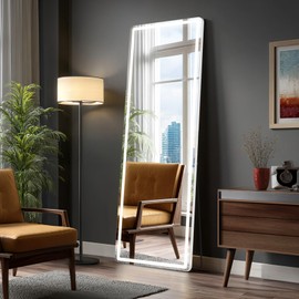 OLIXIS OLIXIS 21"64" Full Length Mirror with Light, LED Floor Full Body Mirror with 3 Color Lighting