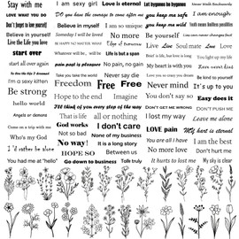 Inspirational Words Tattoos, Realistic Quotes Temporary Tattoos Wild Flower Floral Bouquet Tattoo Stickers for Women Girls Face Body Hands