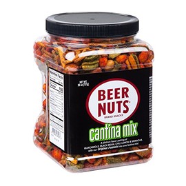 BEER NUTS Cantina Mix - 26 oz. Jar, Original Peanuts, Chili Lemon Roasted Corn, Black Bean Sticks, Guacamole Bites