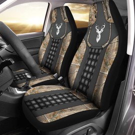 Howilath Forest Deer Pattern Front Seat Cover 2 Pcs, Universal Vehicle Seat Protector Mat Covers, Fit Most Cars, Sedan, SUV, Van Truck
