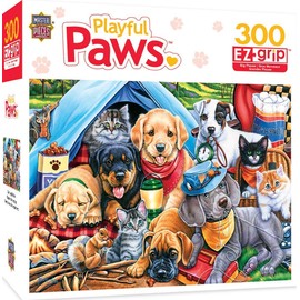 MasterPieces Playful Paws Gardening Buddies EZ Grip Jigsaw Puzzle, Art by Jenny Newland, 300-Piece