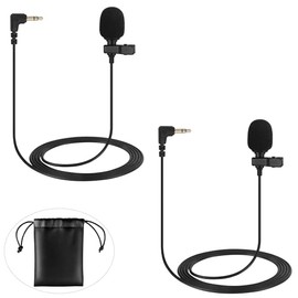 Paquete de 2 micrófonos Lavalier compatibles con DJI MIC 2, RODE Wireless Go ll, micrófono de solapa TRS de 3.5 mm para transmisores de micrófono, voz clara y tamaño mini, ideal para transmisión, Vlog