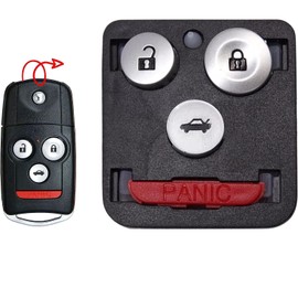 RemoteOverstock for REMOTE BUTTONS REPAIR KIT (3 or 4 Buttons) Key Fob Shell Case Cover Flip Key BUTTON PAD fits 2007-2014 Compatible with Acura TL TSX MDX RDX (FCC ID’s: MLBHLIK-1T, MLBHLIK1T, N5F0602A1A)