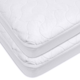 American Baby Company 2 Pack Waterproof Fitted Mini Crib Mattress Protector 38" x 24" - Quilted, Noiseless, Ultra-Soft & Breathable Pack n Play and Mini Crib Mattress Cover