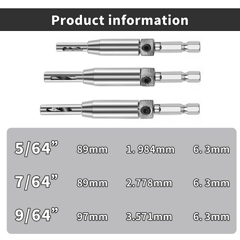 3 Pcs Upgrade Hinge Drill Bit Set, Drill Bits Set,