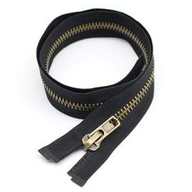 YaHoGa #8 48 Inch Antique Brass Separating Jacket Zipper Y-Teeth Metal Zipper Heavy Duty Metal Zippers for Jackets Sewing Coats Crafts (48" Anti-Brass)