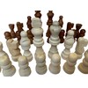 SET OF 32 CHESS PIECES MEN IN BROWN AND CREAM