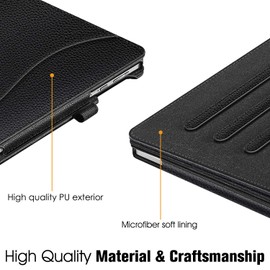 CASEBOT Case for Vankyo MatrixPad S30 - Multi-Angle Flip Viewing Faux Leather Protective Case with Document Slots for Vankyo MatrixPad S30 10.1 Inch Tablet PC, Black