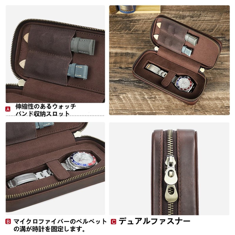 Contact's family Single Genuine Leather Single Watch Organizer Strap Case