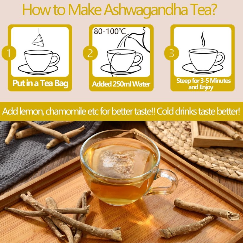 Premium 40 Ashwagandha Tea Bags, Made with 100% Wild Ashwagandha