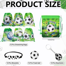 Xyulaan 48Pcs Soccer Party Favors Set With Soccer Drawstring Bag Mini Ball Keychain Braided Ball Charm Bracelet Football Gifts for Fan Appreciation Sports Events Sports-Themed Parties
