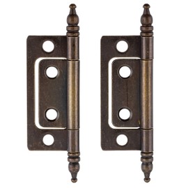 2" x 7/8" Antique Brass Non-Mortise Hinge with Finals | Pack of 2 | Cabinet Door Hinges | Furniture Hardware | NH5-SAB (1)