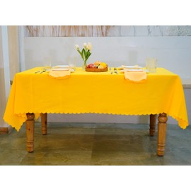 JYFLZQ Yellow Rectangle Tablecloth 60 x 84 Inch for 4 Foot Tables Machine Washable Stain Resistant Polyester Fabric Table Cloth Table Cover for Parties Banquet Wedding(Equipped with 4 Napkin Cloth)