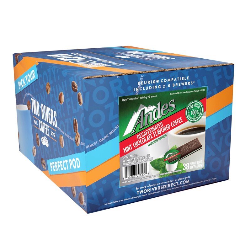 Andes Mints Chocolate Mint Decaf Flavored Coffee Pods, Compatible with