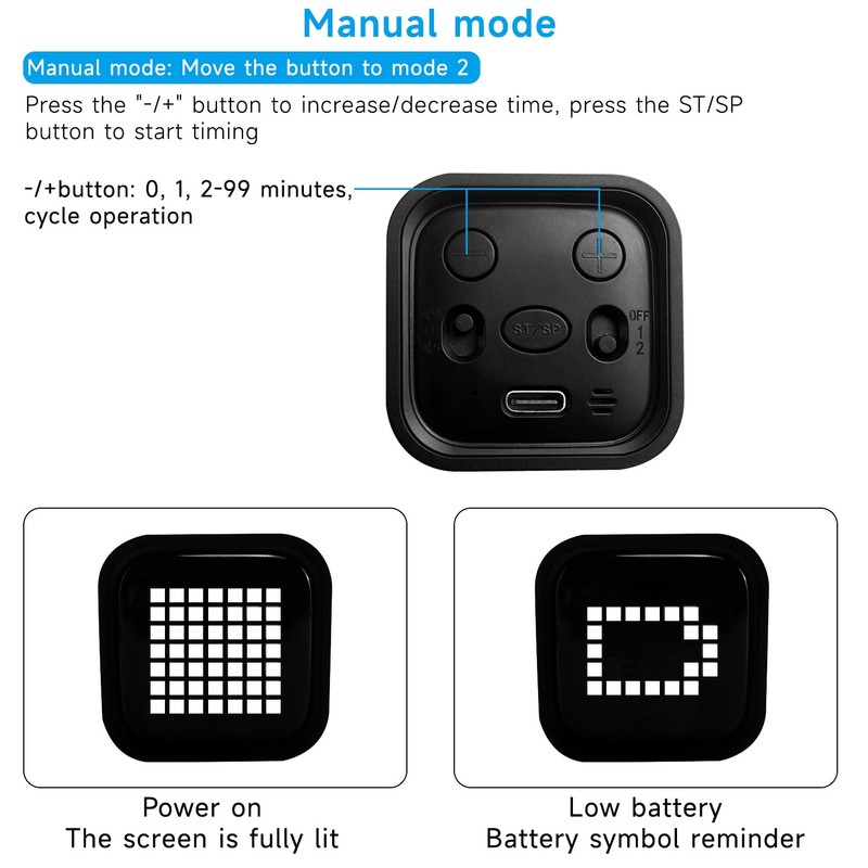 Qumox Digital Cube Timer, Rechargeable Flip Timer with Gravity Sensor